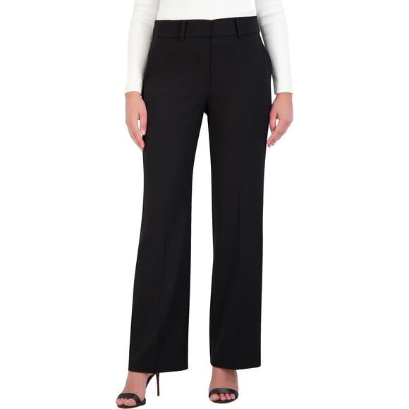 BCBGMaxAzria Diana Straight Leg Flat Front Pants Black 2 - Picture 1 of 10
